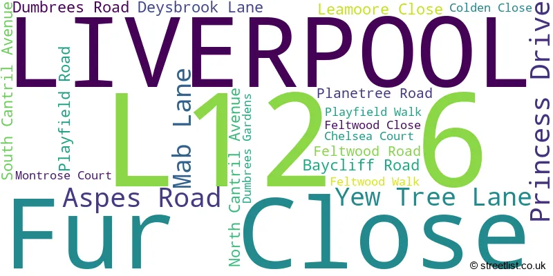 A word cloud for the L12 6 postcode